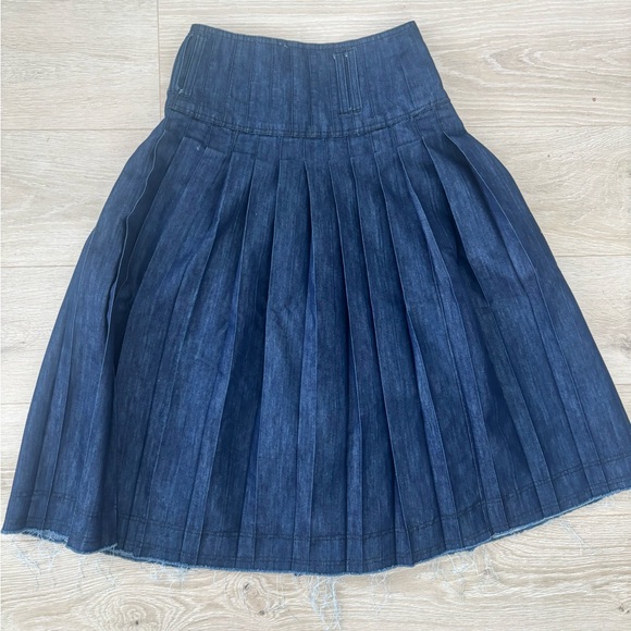 Anthropologie Pilcro low-slung pleated denim midi skirt *no belt* - Picture 7 of 7
